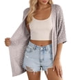 thumbnail image 2 of Swimsuit Coverup for Women Short Sleeve Lightweight Open Front Crochet Knit Kimono Cardigans Beach Cover Up, 2 of 6