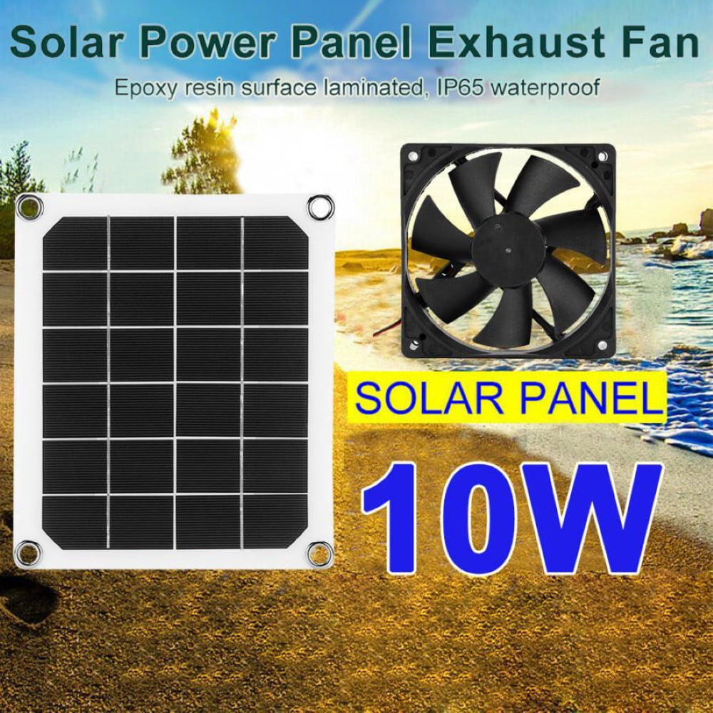 AMONIDA Monocrystalline Solar Panel Solar Exhaust Fan Exhaust Fan Waterproof Exhaust Fan USB Solar Panel for House Garage Doghouse Chicken Coop 