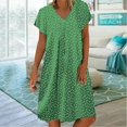 thumbnail image 2 of B91xZ Robe Midi d'Été 2024 pour Femmes à Manches Courtes Robes à Col Carré à Volants Cravate Dos Taille Élastique Aline Mini Robe, Vert XL, 2 of 5