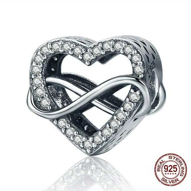 WOSTU 100% 925 Sterling Silver Heart Vintage Charms Beads Fit Original DIY Bracelets Necklace Mother's Day Jewelry Gifts for Mom Gao Jinjia LED