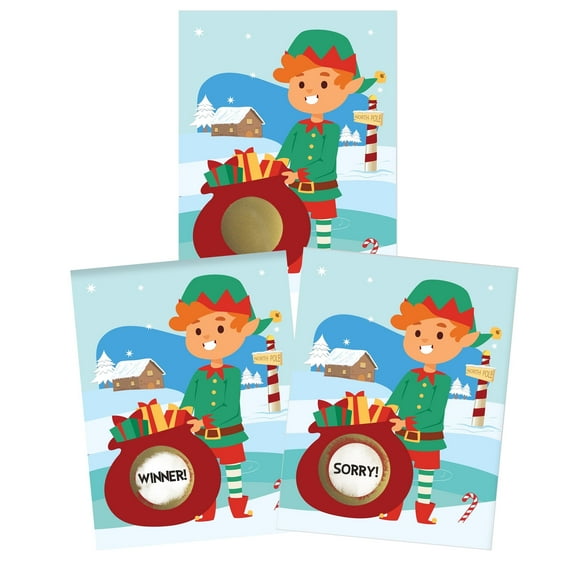 My Scratch Offs Christmas Day Winter Elf Scratch-off Card Game, Blue, 26 Pack