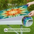thumbnail image 6 of Rainbow Tie Dye Mandala Pattern Square Fitted Tablecloth with Elastic Edge,Square Table Cover,Washable Elastic Table Cover for Home Kitchen Party Decor 34"x34", 6 of 6