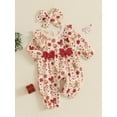 thumbnail image 3 of Nygoyerh Baby Girls Christmas Jumpsuit Long Sleeve Crew Neck Gingerbread Man Print Romper with Headband Sets Newborn Clothing 0M 3M 6M 9M 12M, 3 of 7