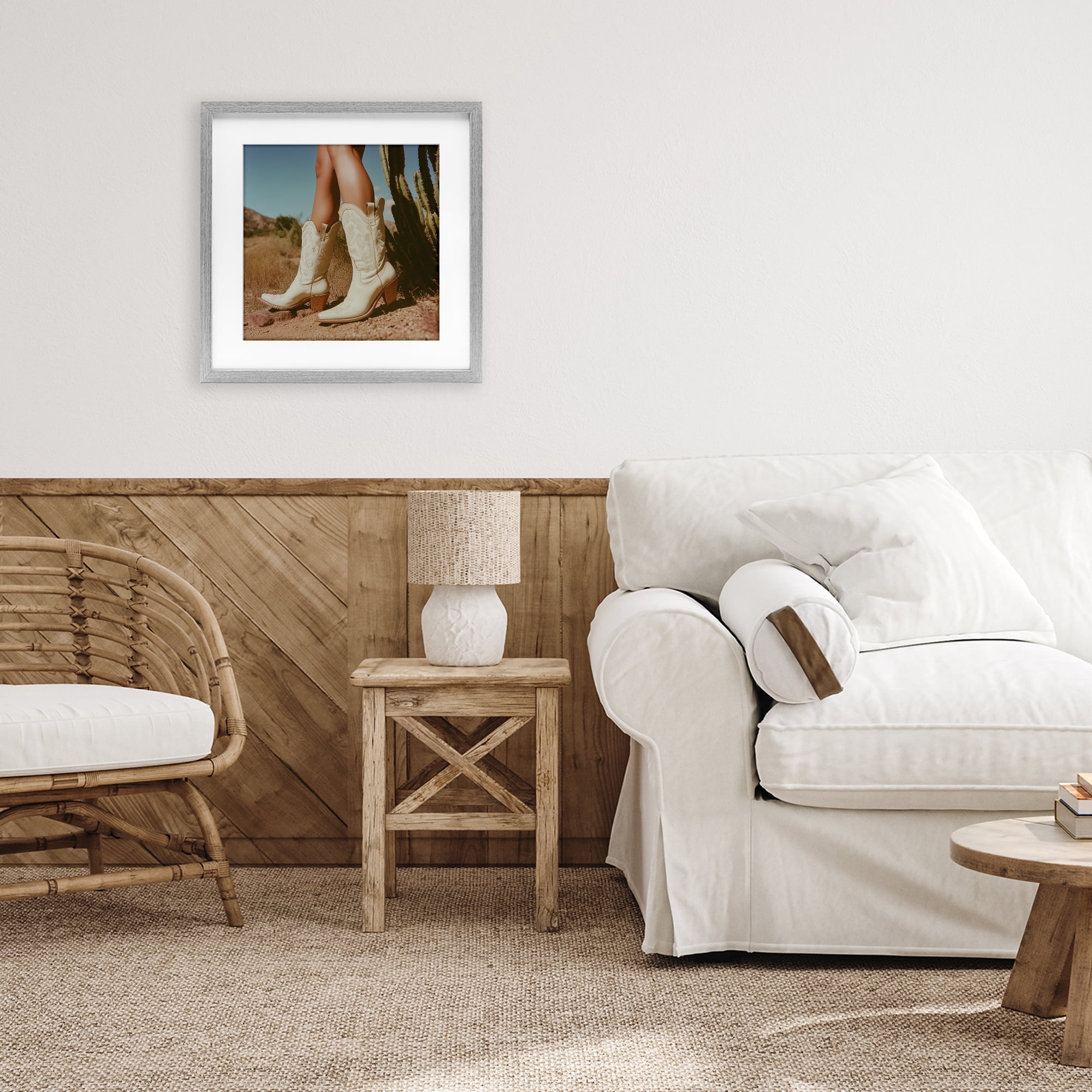 Stupell Industries Desert Boots Step Gray Framed Print Under Glass, design by Heidi Kuntz