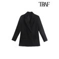thumbnail image 2 of TRAF-chaqueta holgada de doble botonadura para mujer, abrigo Vintage de manga larga con bolsillos, prendas de vestir exteriores elegantes, 2 of 5