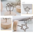 2PCS Wooden Iron Bird Cat Christmas Tree Shape Note Holder Memo Card
