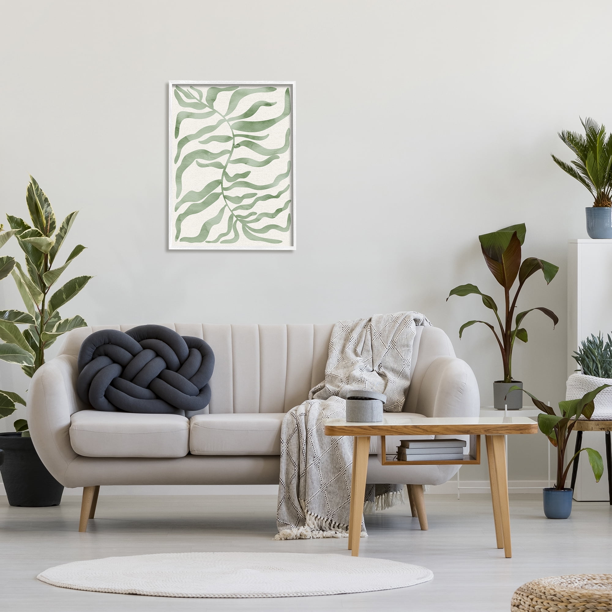 Stupell Industries Boho Plant Leaves Botanical & Floral Painting White Framed Art Print Wall Art, 24 x 30