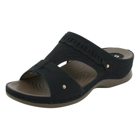 

Women Sandals Lightweight Soles Comfortable Summer Pattern Vintage Roman Sandals Casual Simple Slippers