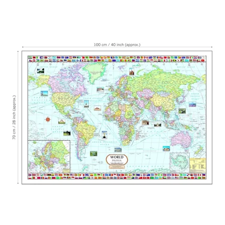 All-In-One World Map: Political, 70 X 100 CM