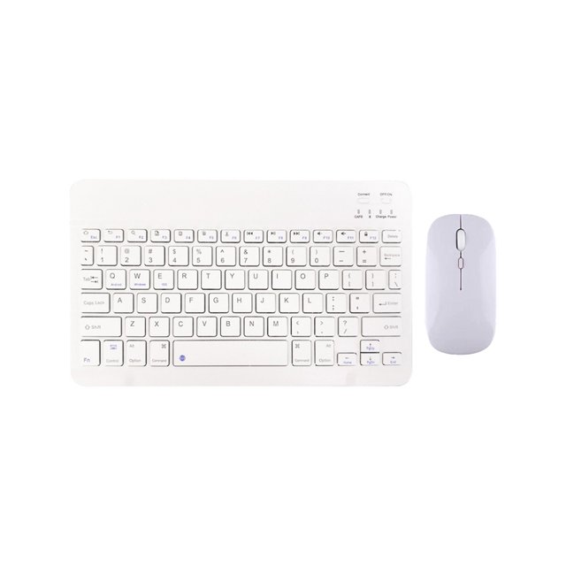 2 Pcs/Set Clavier Sans Fil Largement Compatible Plug Play ABS Souris Sensible Compatible Bluetooth pour iPad - Blanc