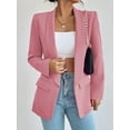 thumbnail image 6 of Women Casual Blazer Suit Open Front Shawl Collar Long Sleeve Fitted Jacket for Office Work Pink XS, 6 of 6