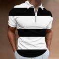 thumbnail image 2 of IROINNID Men'S T-Shirts Big and Tall T Shirts for Men, Lightweight Thin Basic V-Neck Lapel Zipper Stripe Cooling Summer Tops for Men, 2 of 5