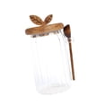 thumbnail image 3 of Jarra de vidrio con tapa de madera y cuchara recipiente de vidrio recipiente de café con recipiente de bote transparente para la galleta de la harina 800 ml, 3 of 8