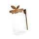 thumbnail image 3 of Tarro de vidrio con tapa de madera y cuchara, tarro transparente para condimentos, recipiente de vidrio para azúcar 800 ml, 3 of 9