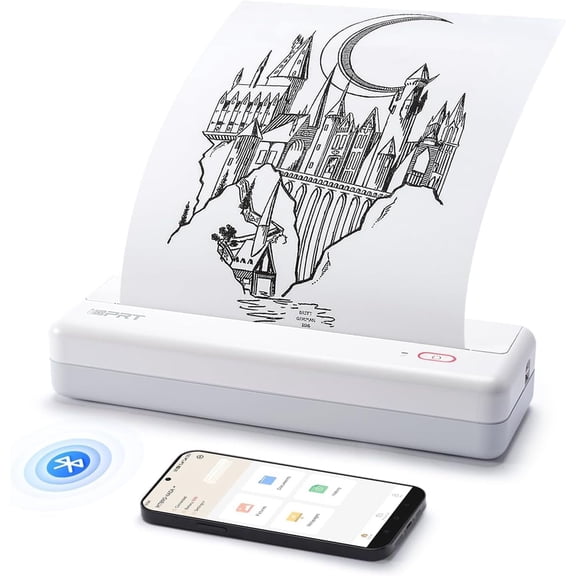 Restored HPRT iDPRT MT890 Portable Wireless Printer - with Thermal A4 Paper, Bluetooth Inkless Printer, Support US Letter&A4&A5 Size, Mobile Printers Compatible with iOS, Android & Laptop - White (Refurbished)