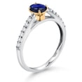 thumbnail image 3 of Gem Stone King 10K White and Yellow Gold Blue Sapphire and White Lab Grown Diamond Engagement Ring for Women (0.73 Cttw, Oval 6X4MM, Gemstone September Birthstone, Size 9), 3 of 4
