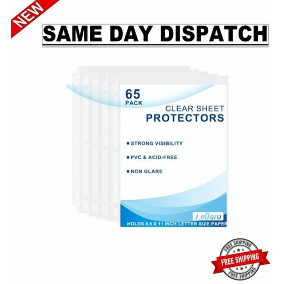 Fyna -65 Pack Clear Sheet Protectors, 8.5 X 11 Inch Page Protectors For 3 Ring Binder,