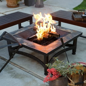 Axxonn 2 In 1 Malaga Square Tile Top Fire Pit Coffee Table