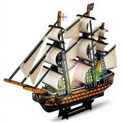 LED 3D Puzzle The HMS Victory Ship 3D Puzzles Vintage Modern Style Sailing Ship Model Kits, DIY Assemble Toy Model Kit Desk Decor Sailboat Vesselfor Adults and Kids 163 Pieces