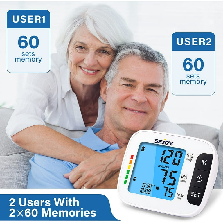 Sejoy Blood Pressure Cuff Arm automatic, Blood Pressure Machine Monitors Accurate for Home Use, Adjustable Digital BP Cuff Kit, Large Backlit Display