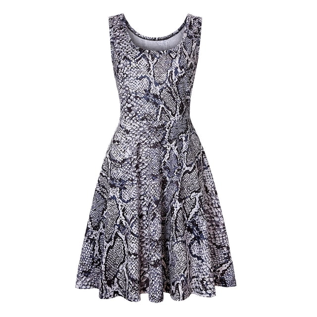 Birdeem Robe Débardeur Décontractée Sans Manches pour Femmes, Col Ras du Cou, Robe d'Été à Imprimé pour la Plage