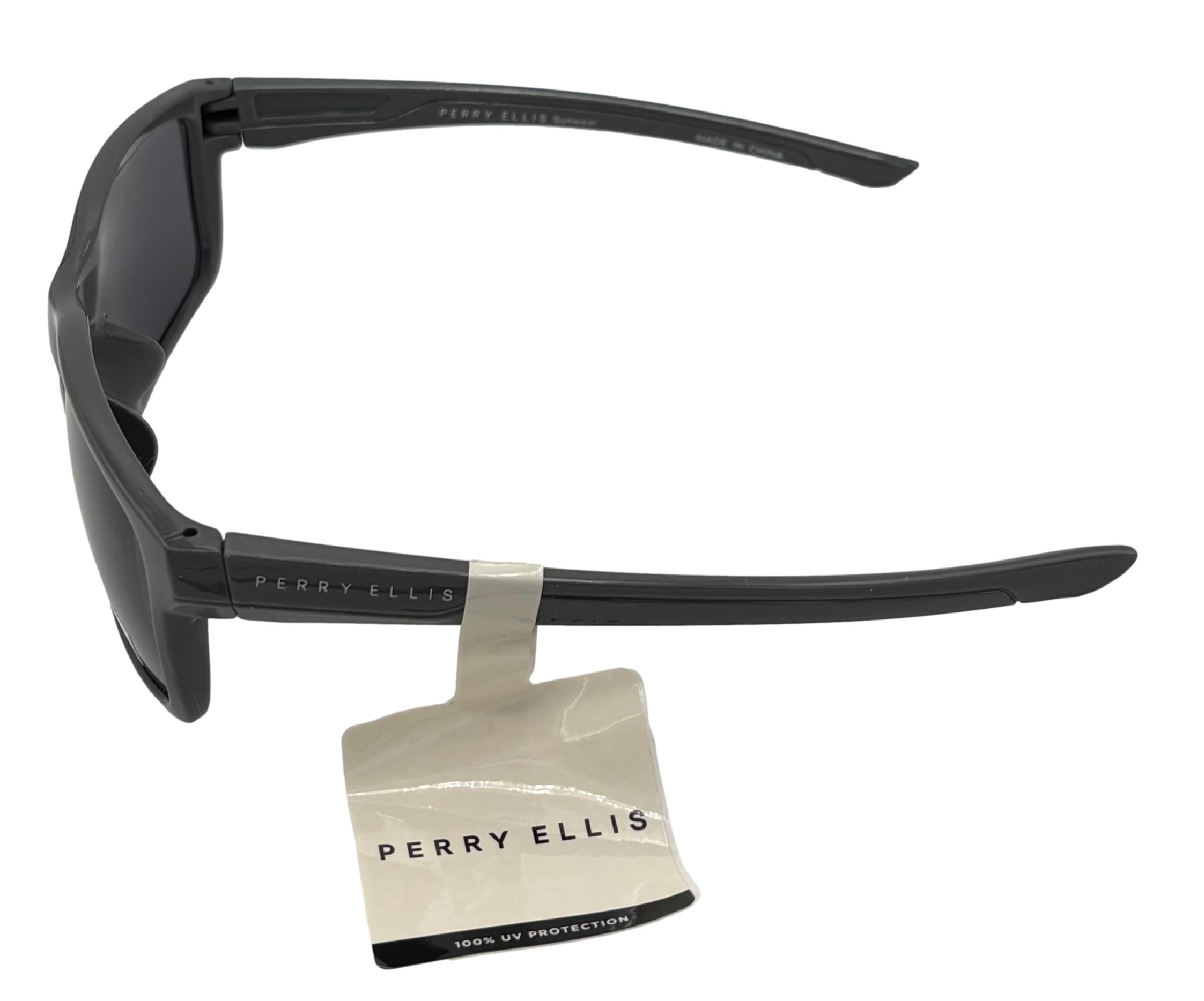 Perry Ellis Sunglass Mens Dark Grey Plastic Rectangle Smoke Lens PE100 2