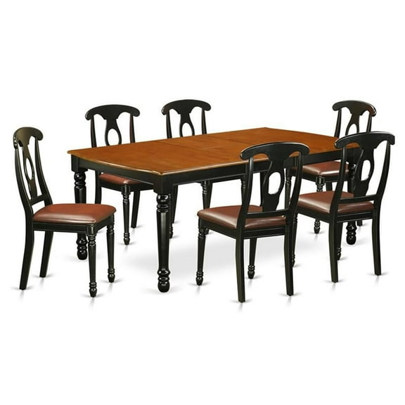 Pemberly Row 7-piece Dining Set with Leather Chairs in Black/Cherry