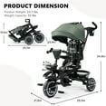 thumbnail image 6 of AILEEKISS 8-in-1 Kids Tricycle with Parental Bar, Folding Ride Trike for Child 1-6 Years, Military Green, 6 of 9