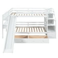 thumbnail image 6 of Euroco Wood Twin over Twin Bunk Bed with Desk and Slide,Drawers Bookcase and Storage Staircase for Kids Teens, White, 6 of 17