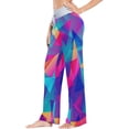 thumbnail image 2 of Women Pajama Pants Lounge Pants Long Stretch Comfy Sleepwear Hipster Rainbow Colorful Triangles, 2 of 7