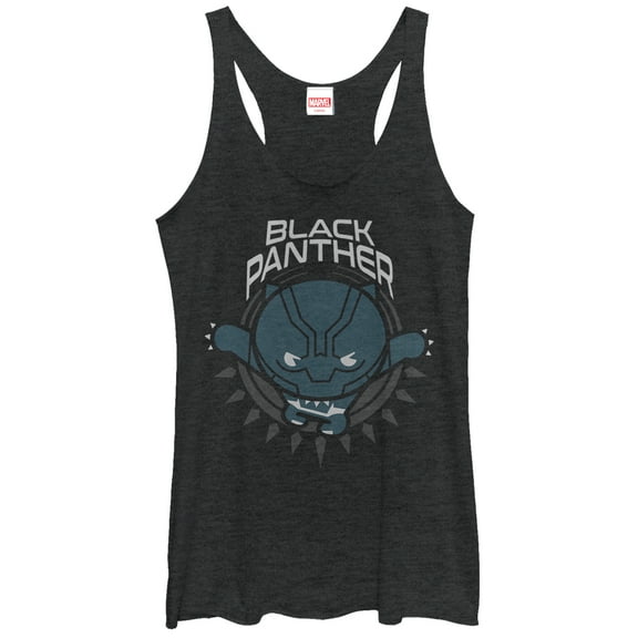 Women's Marvel Black Panther Kawaii  Racerback Tank Top Black Heather Large