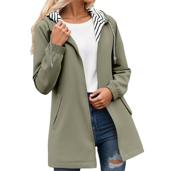 Winter Warm Women Jacket Coat Lightweight Hiking Windbreaker Anorak Jacket With Hood Pockets And Striped For Outdoor Adventures Soft Comfortable Long Sleeve Hooded Jacket For Women