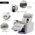 thumbnail image 4 of Oufan 270° Power Swivel Recliner,Leather Home Theater Seating With Hidden Arm Storage and LED Light Strip,Cup Holder,360° Swivel Tray Table,and Cell Phone Holder,Soft Living Room Chair, Gray, 4 of 10