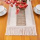 thumbnail image 2 of Camino de mesa de macramé estilo granja, camino de mesa bohemio de encaje de algodón de arpillera natural, 12 x 72 pulgadas JAMW  Sencillez, 2 of 5