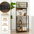 thumbnail image 6 of Barara King Kitchen Bakers Rack, Kitchen Microwave Stand, 60 Inch Tall Microwave Stand with Open Shelves and 10 Hanging Hooks-Rustic Brown, 6 of 10