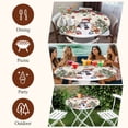 thumbnail image 7 of Christmas Round Tablecloth, Fitted Table Cover with Elastic for 36"-44" Round Tables, Snowman Xmas Tree Poinsettia Flowers Balls Squirrel Table Cloth Outdoor Dinning Party Waterproof Tablecloths, 7 of 7