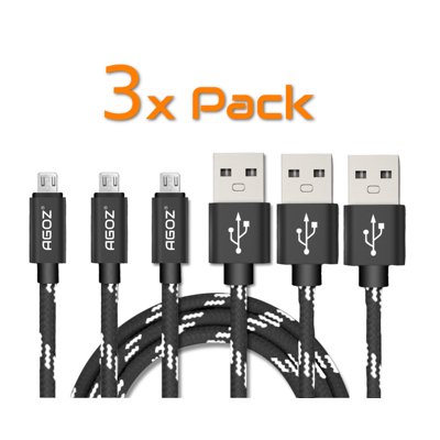 AGOZ 10ft Braided Micro USB Charger Cable (3 Pack) Jordan Ubuy