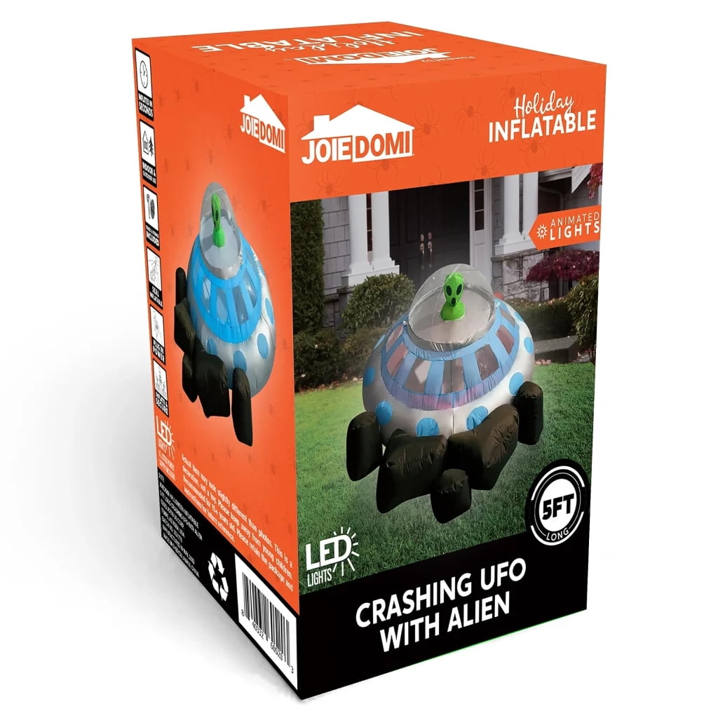 Joyfy 5ft Halloween Inflatable UFO Alien Decorations,Blow Ups Crashing UFO Yard Decoration with Color Changing Lights for Inflatable Decor Outside
