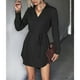 thumbnail image 4 of Vestido Con Cuello En V, Dobladillo Envolvente, Elegante, Cuello Vuelto, Vestido Con Cinturón Para Mujer Para Actividades Al Aire Libre, 4 of 8