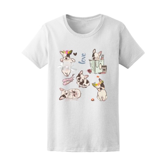 Set With Cute Little Bulldogs Tee Women's -Image by Shutterstock