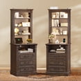 thumbnail image 5 of Weiplehoom 61" Tall Nightstand with Charging Station & LED Lights, Bedside Table with 3-Drawer and 3 Adjustable Shelves, Farmhouse End Table for Bedroom, Living Room, Walnut, 5 of 8