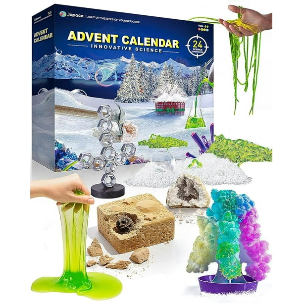 Calendario de Adviento Japace Science 2023 para niñas y niños, regalos de Navidad para niños de 4 a 6 a 8 a 12 años, kits de ciencia con 24 experimentos geniales, calendario de cuenta atrás de Navidad