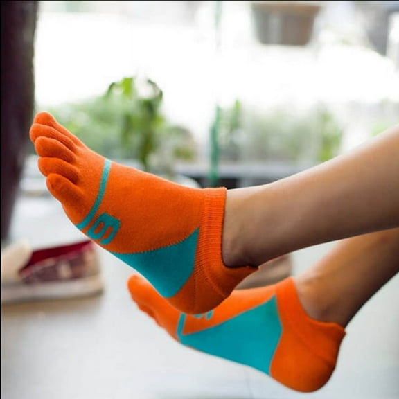 Men’s Casual Five Fingers Toe Socks Comfortable Colorful Cotton Boat Socks
