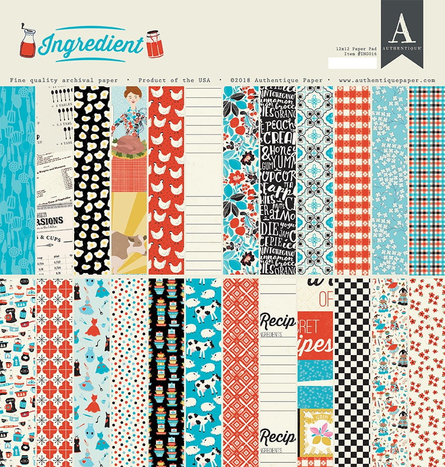 Authentique DoubleSided Cardstock Pad 12"X12" 24/PkgIngredient, 12