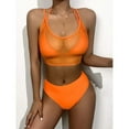 thumbnail image 2 of QLEICOM Womens Swimsuits Tummy Control Plus Size Swimsuit Coverup Cross Sling High Waist Shorts Costume 3-Piece Swimsuit Split Orange L, 2 of 5
