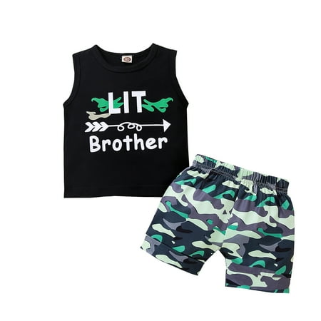 

BeQeuewll Baby Boy Summer Brother Outfits Sleeveless Tank Top Shorts Matching Set