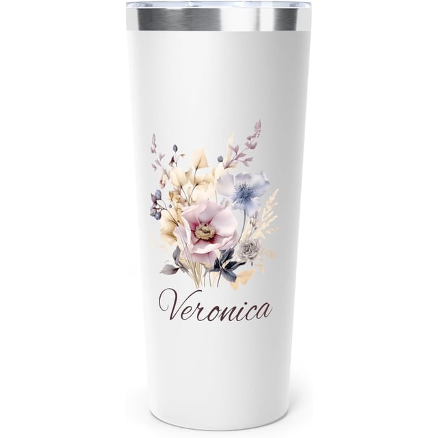 Personalized Coffee Tumbler For Women, 22oz, Flower Name Tumbler, Custom Name Tumbler, Mom Tumbler, Personalized Flower Tumbler