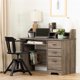 thumbnail image 3 of South Shore Versa Weathered Oak Desk and 1 Annexe White Eiffel Style Chair Set, 3 of 7