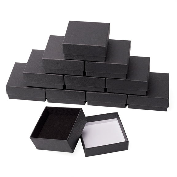 15pcs Cardboard Gift boxes with Black Sponge inside Square Black 7.5x7.5x3.5cm