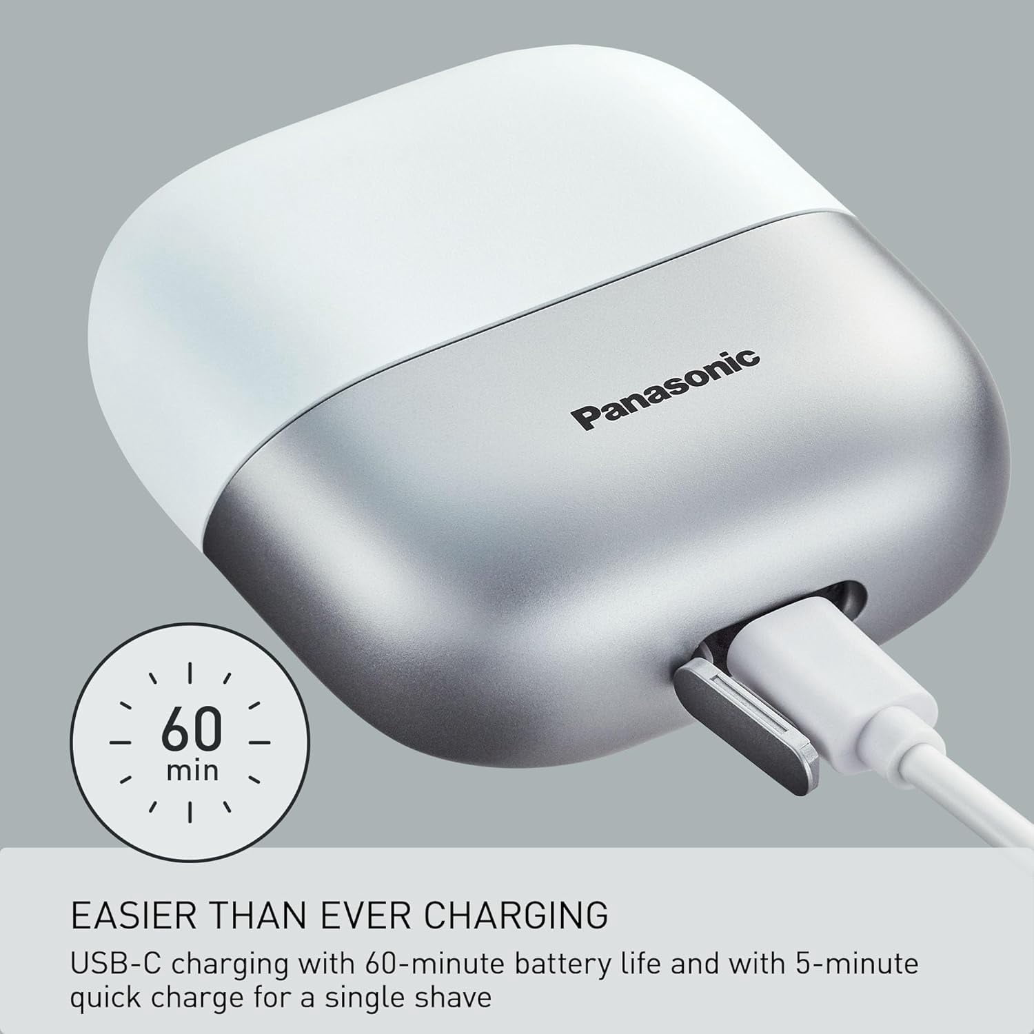 Panasonic Swipe Right Compact Shaver, Unisex Electric Razor for Men and Women, On-the-Go Razor with 3-Blade Cutting System and USB-C Charging, Wet/Dry - ES-CM3A-W